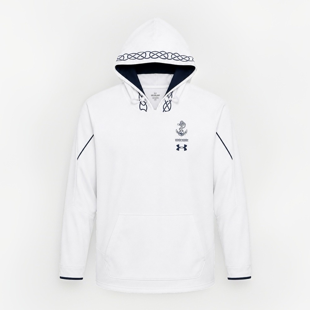 US Navy Anchor Under Armour Hoodie Men's 2XL White Performance